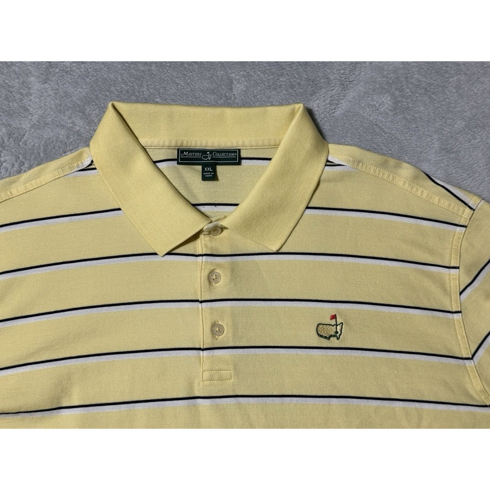 Masters Collection Polo Mens 2XL Yellow Striped Short Sleeve Golf Pima Cotton